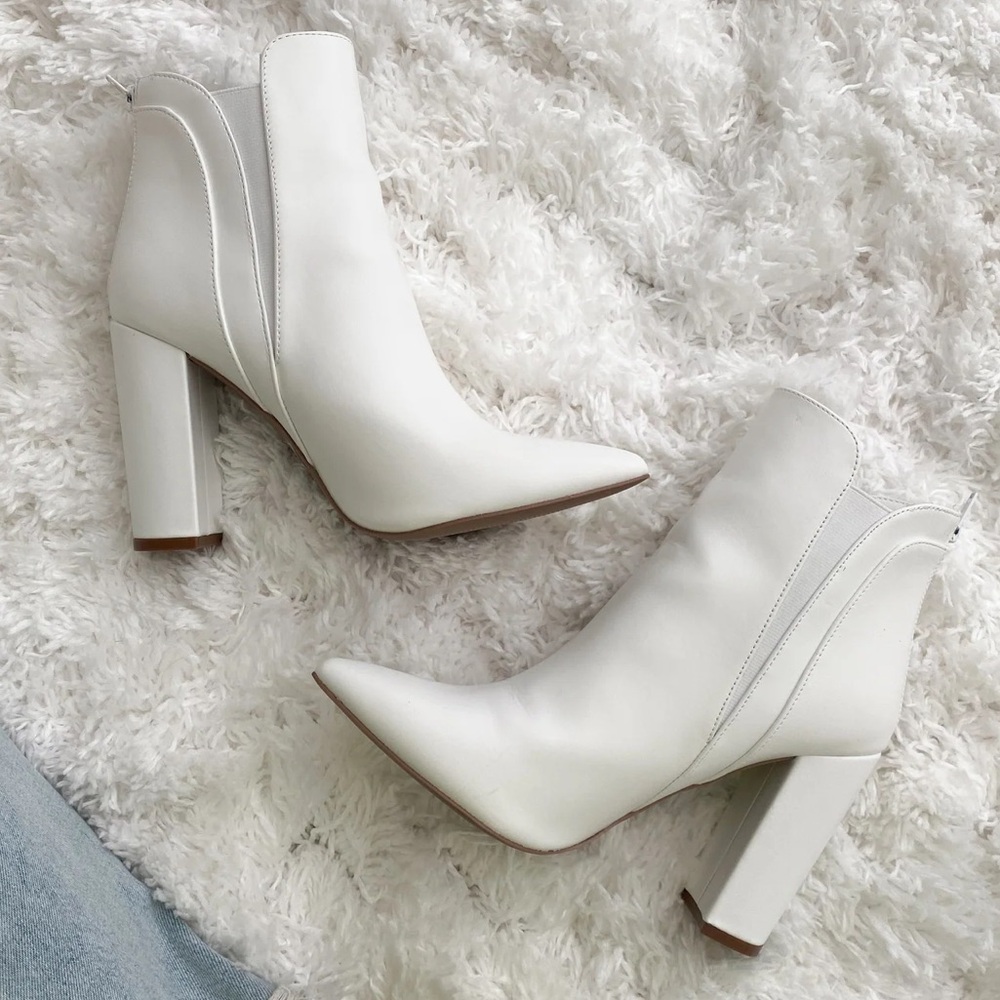 White Pointed Toe Booties